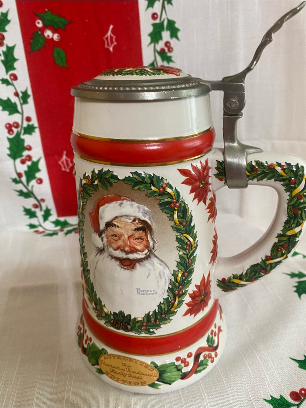 Norman Rockwell “Jolly Santa” Christmas Beer Stein